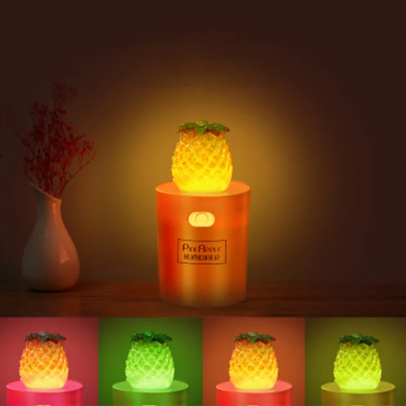 Красочные night light Новый Ананас увлажнитель Низкий уровень Шума светодиодный свет легко носить с собой кабинет и деликатный для бытовых