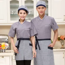 The New high quality Summer Short-sleeved Chef service Hotel working wear Restaurant work clothes Tooling uniform cook Tops