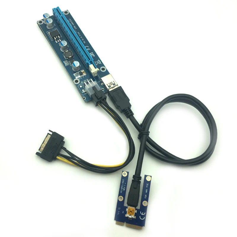 Usb 3,0 Mini Pci-E к PCIe PCI Express 1X к 16X удлинитель Riser Card адаптер Sata 6Pin 60 см кабель питания для биткоина Майнинг Биткойн
