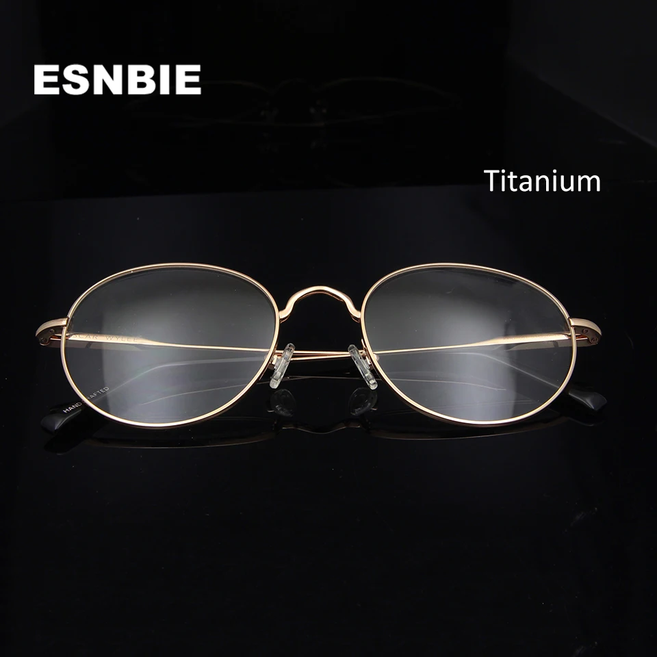 

ESNBIE Ultralight Titanium Optical Glasses Frame Men Retro Eye Frames Women Brand Korean Glasses Gold Round Eyewear Frame