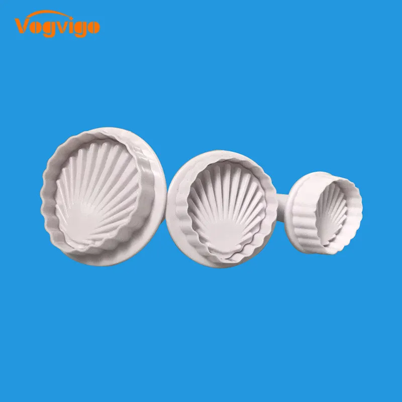 

VOGVIGO Cookie Mold 3PCS Shell Shape Fondant Embossing Mold Plastic Diy Cake Decorative Mold Baking Tool Kitchen Accessories