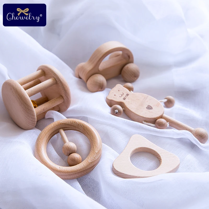wooden rattle with bells
