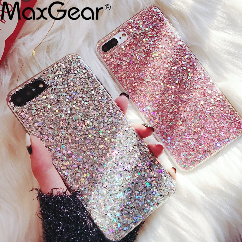 MaxGear Case for iPhone 6 6S Case Silicon Bling Glitter