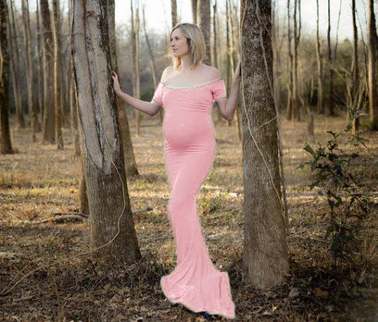 

Maternity Dresses Photography Props Maxi Pregnancy Cotton Dresses shoulderless Sexy Pregnant Photography Props Clothes sexy 2018