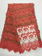 Latest African Laces Fabrics Embroidered African Guipure French Lace Fabric With for wedding dress YD08