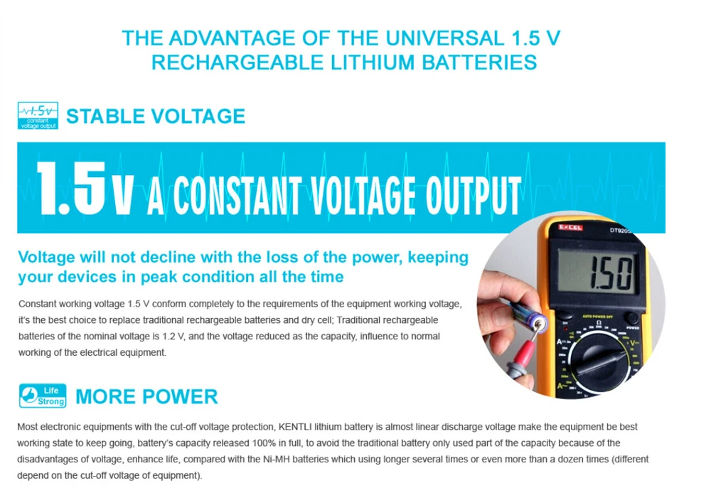 2 шт./партия низкий саморазряд KENTLI 1,5 V AAA 1180mWh Полимерные литий-ионные аккумуляторные батареи