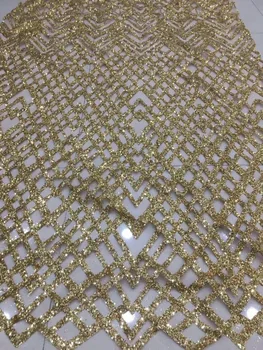 

top sale yaking-61921 African tulle embroidery with silver glued glitter French lace fabric