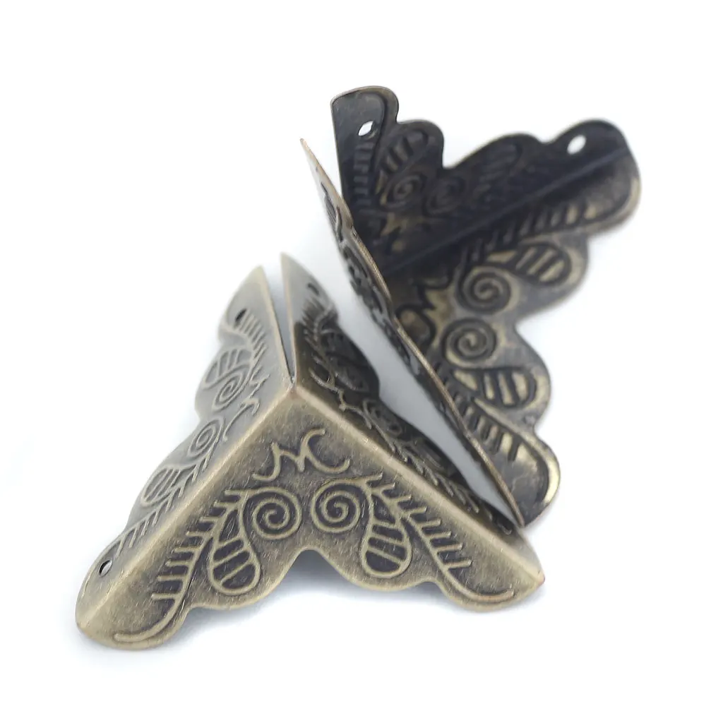 4 Pieces Metal Jewelry Chest Box Wooden Case Decorative Feet Leg Corner Protector