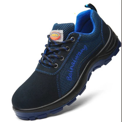Для Мужчин's Сталь носком Кепки рабочие ботинки Для Мужчин's Сталь головы прокол безопасная обувь нескользящие анти-разбив Повседневное защитный обувь - Цвет: Blue summer