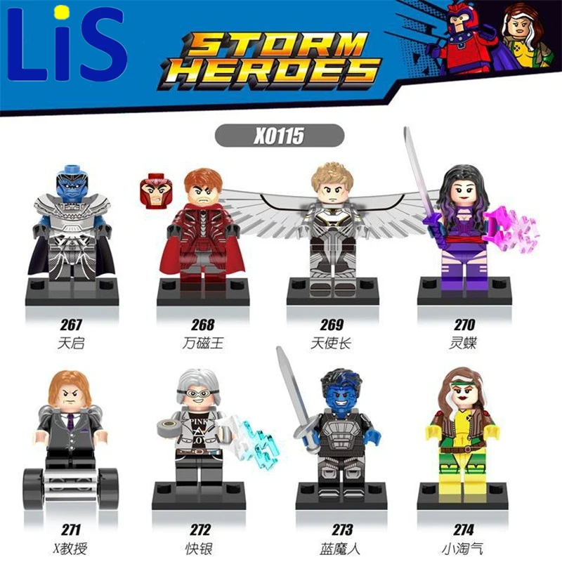 Lis 8pcs/lot X0115 Super Heroes X-Men Apocalypse Magneto Rogue Nightcrawler Professor X blocks baby toys Gift Lepin baby-brick : image Lis 8pcs/lot X0115 Super Heroes X-Men Apocalypse Magneto Rogue Nightcrawler Professor X blocks baby toys Gift Lepin baby-brick