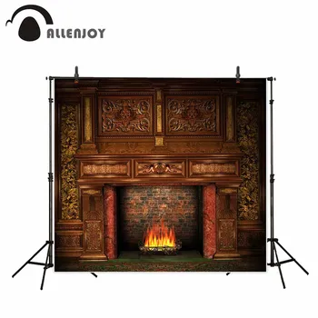 

Allenjoy background for photo studio vintage luxury fireplace Christmas brick backdrop photobooth printed newborn photocall