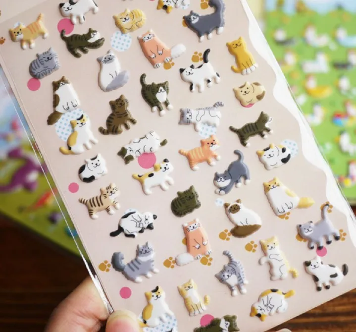 1 pack/lote nuevo 1 Juego de hojas lindo 3D gato feliz pvc pegatina DIY calidad etiqueta al por menor 1 pack/lote nuevo 1 Juego de hojas lindo 3D gato feliz pvc pegatina DIY calidad etiqueta al por menor
