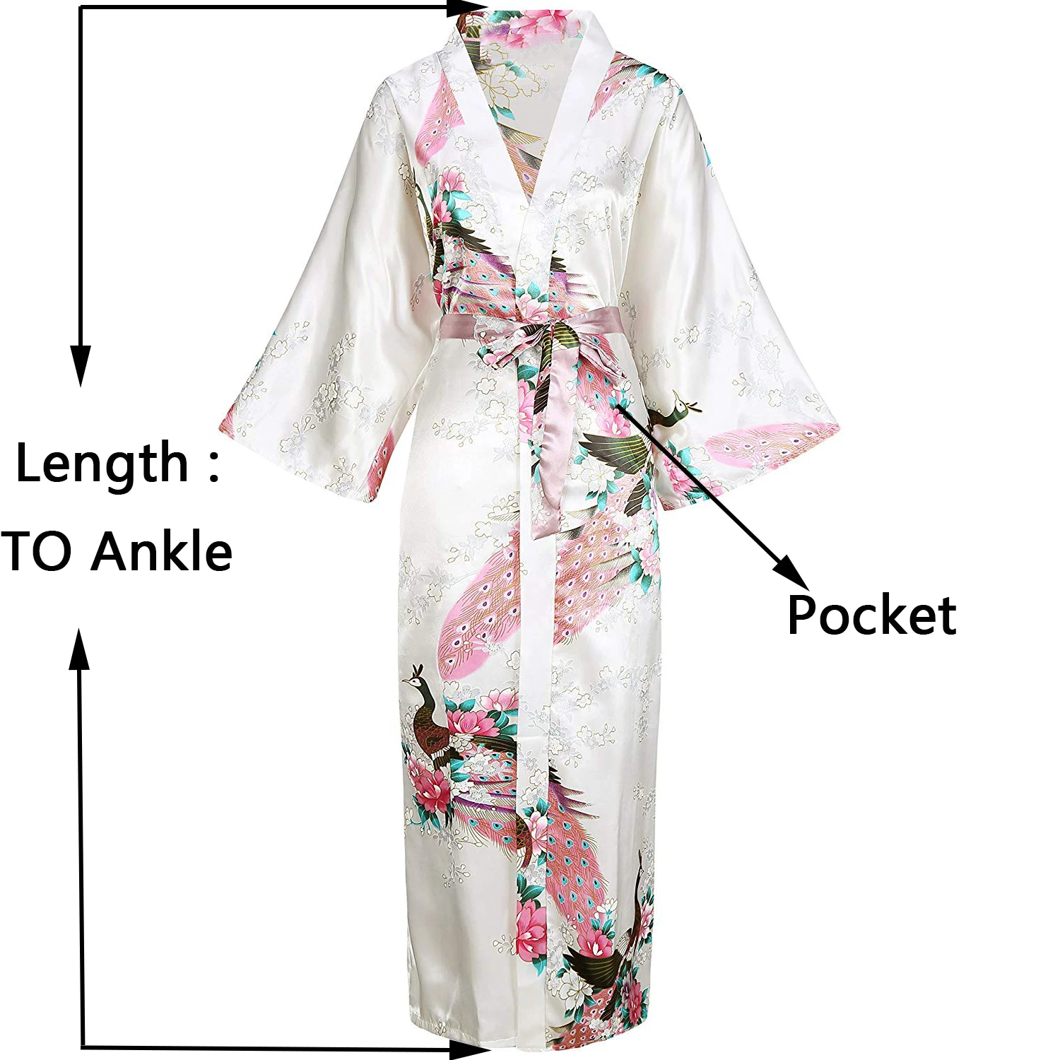 

White Oversize Print Peacock Bride Bridesmaid Wedding Robes Casual Long Sleepwear Home Wear Sexy Women Kimono Bathrobe Gowns 3XL