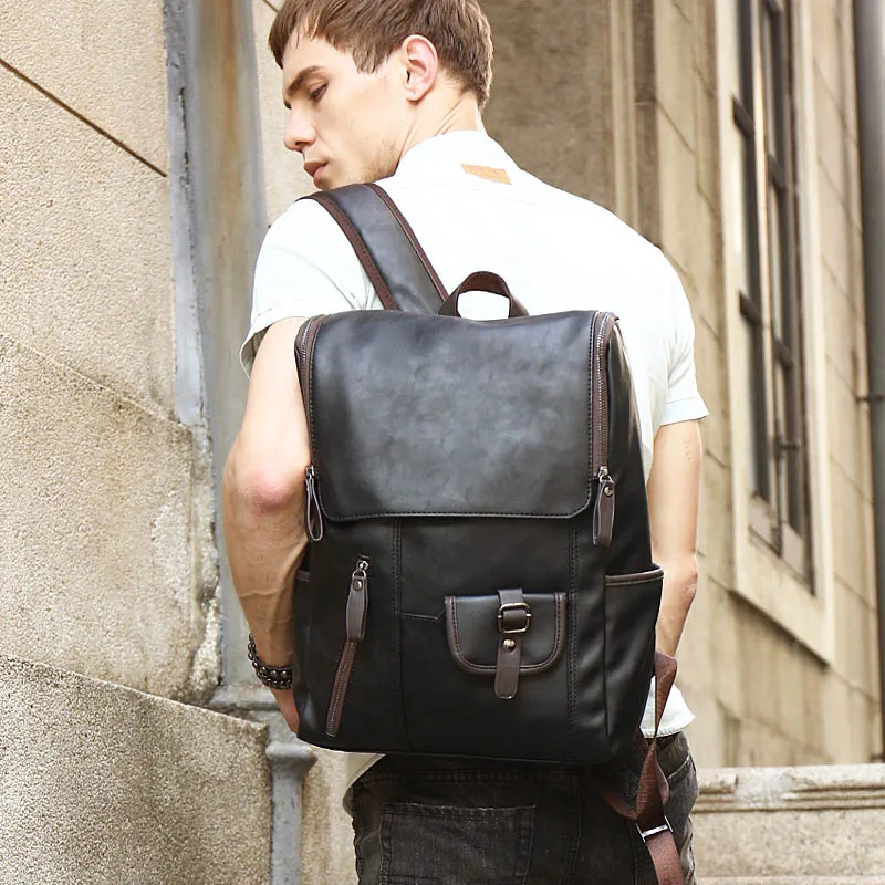 Mochila notebook черные Наплечные сумки мужские рюкзаки повседневные мужские сумки для книг винтажные рюкзаки для школы из искусственной кожи сумки для мальчиков