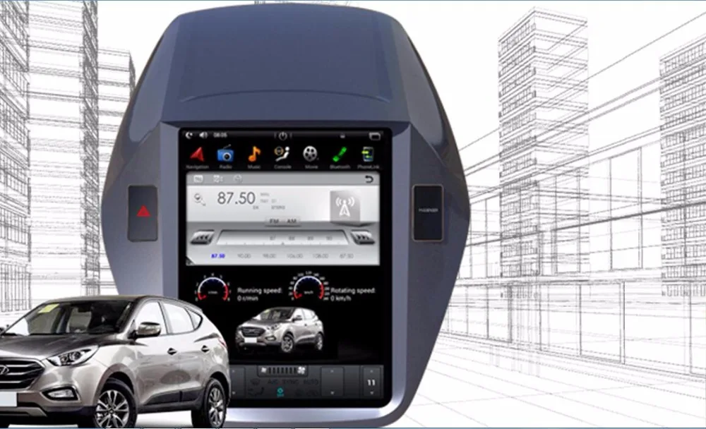 Excellent Vertical Screen Tesla Style 10.4 Inch Car Dvd Player GPS Radio For Hyundai Tucson/ix35 Multimedia Android 4G 2010-2014 Camera 0