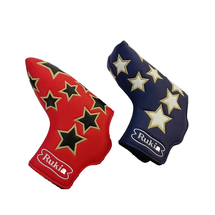 2019 New Golf Putter Headcover Five-Star PU Leather Head Cover With Magnet Buckle Adsorption Golf Club Protector Design Logo