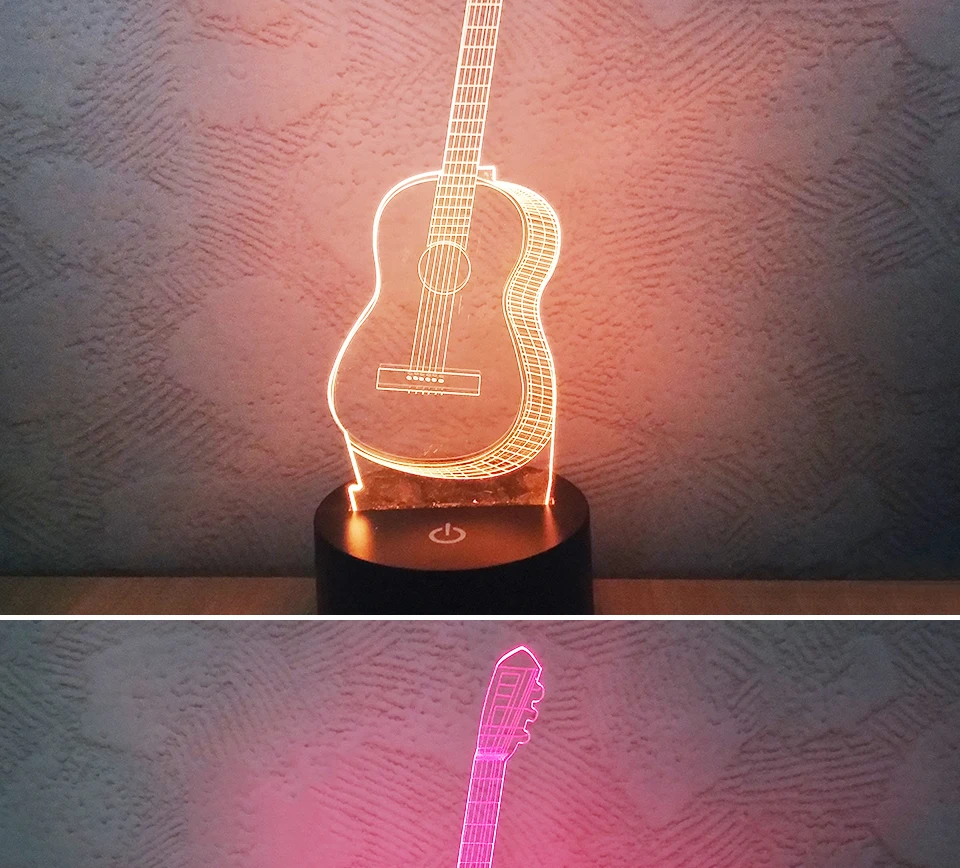 USB 3D Guitar LED Night Light With 17 Key Remote Controller (4)