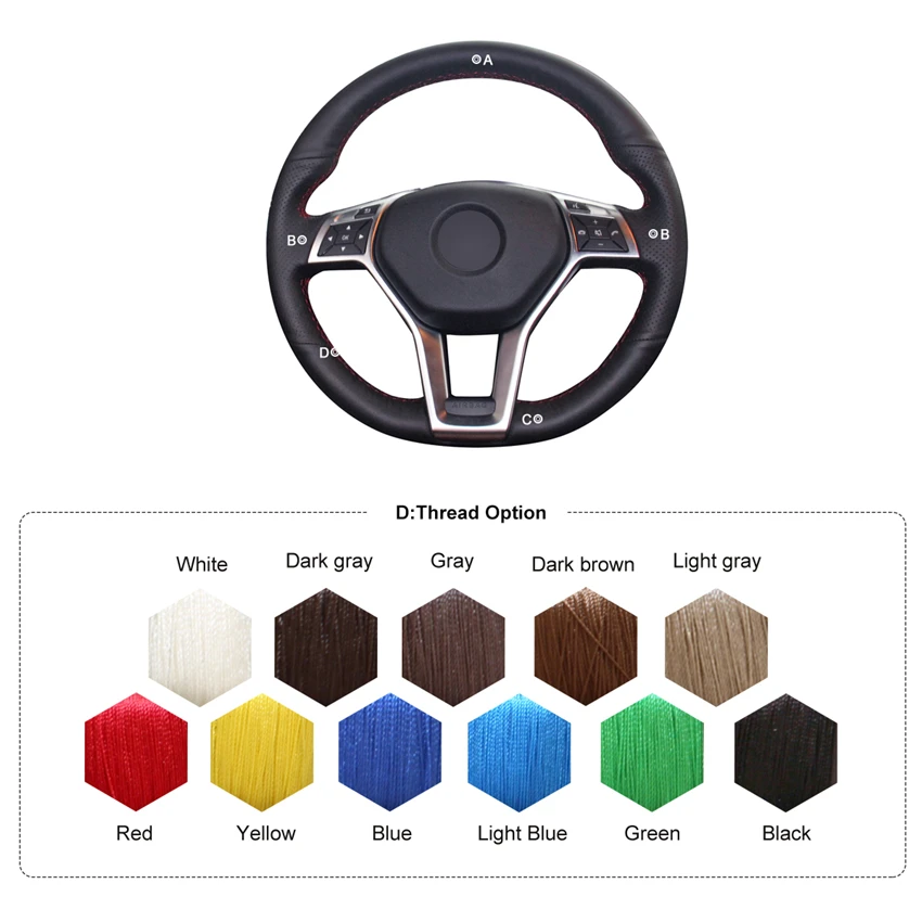 Чехол на руль MEWANT из черной искусственной кожи для Mercedes Benz A Class 2013 2015 CLA 2014 C 2014|leather