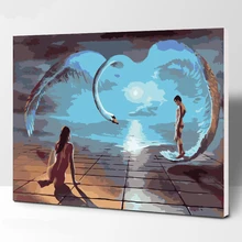 Картина DEMIWOLF романтическая Путешествие DIY картина по номерам Современная Настенная живопись ручная роспись маслом на холсте для домашнего декора