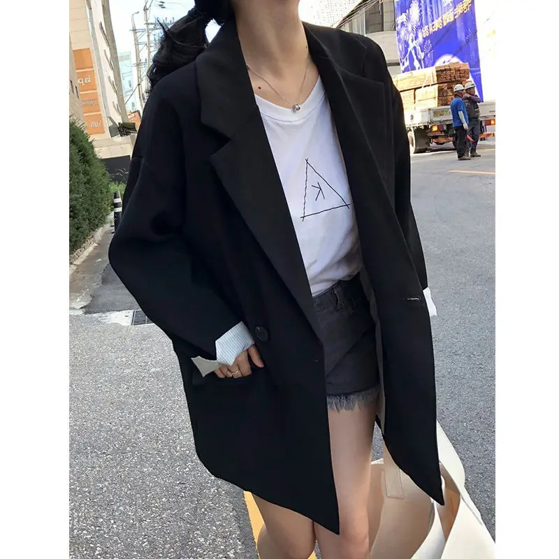 Модные длинные вырезные базовые монтео femme однотонный однобортный Блейзер feminina с длинным рукавом офисные женские свободные женские блейзеры