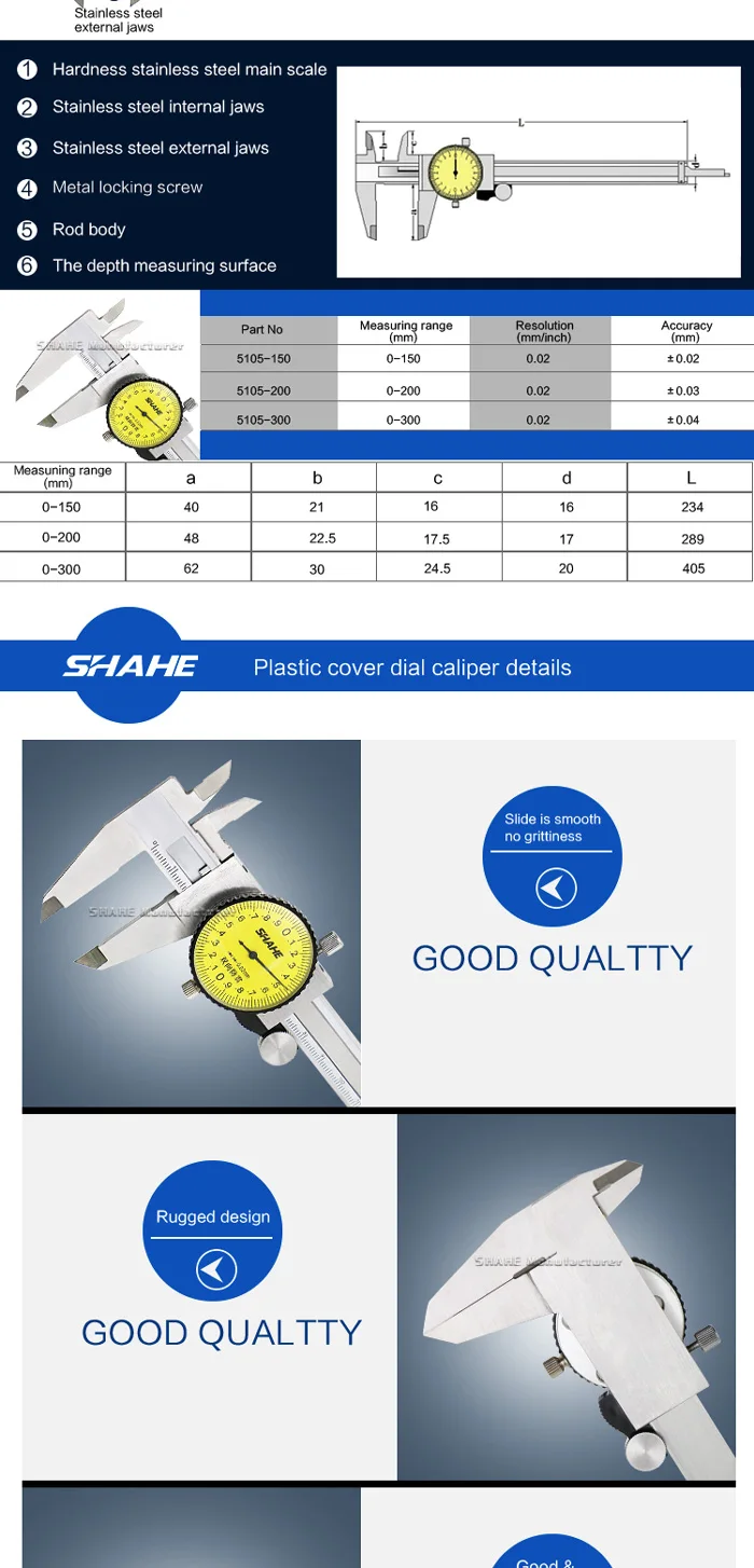 SHAHE 0-150 мм 0,02 мм ударопрочный циферблат штангенциркуль Тип циферблата штангенциркуль Калибр