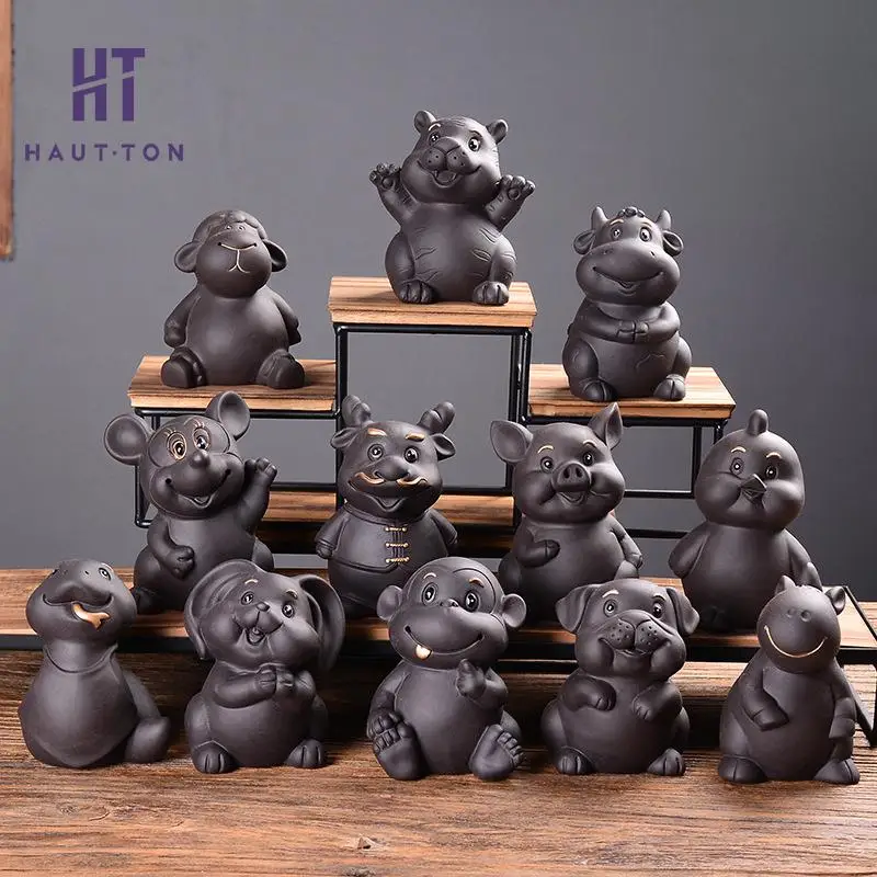 

Ceramic Tea Pet Twelve Zodiac Handmade Pig Rabbit Tea Pet Office Home Decoration Tea House Tea Accessories