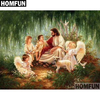 

HOMFUN Full Square/Round Drill 5D DIY Diamond Painting "Religion Jesus" Embroidery Cross Stitch 5D Home Decor Gift A06364
