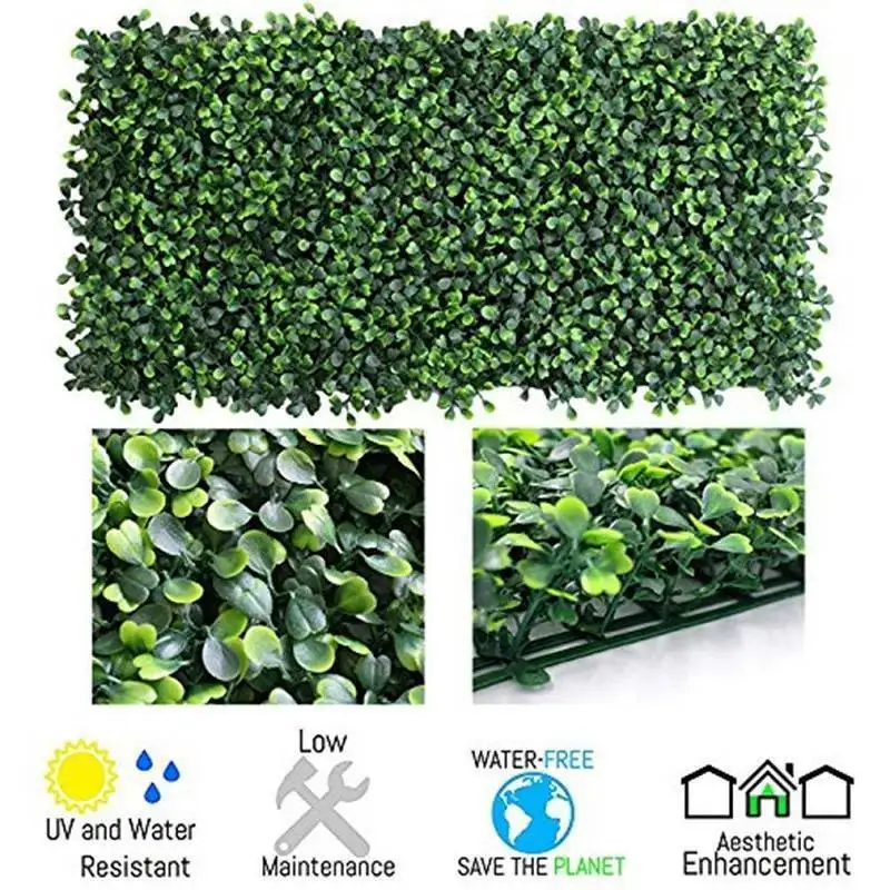 4pcs - 1m² garden fence wall BOXWOOD topiary Artificial hedge photinia leaves 