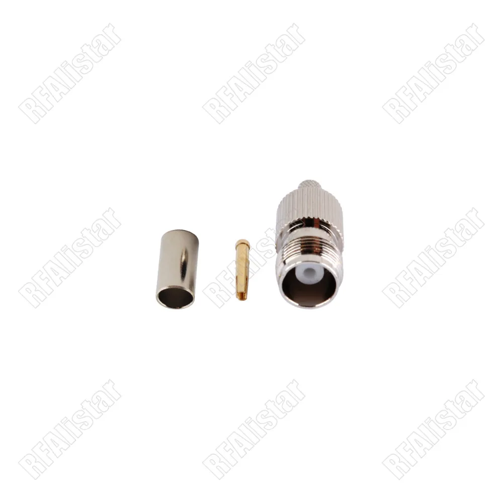 50 шт. TNC обжимной разъем Женский RF прямой для LMR195 RG58 RG400 RG142 коаксиальный кабель