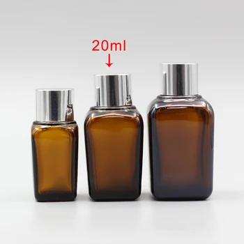 

20ml square glass essential oil bottle with electrolytic aluminum cap ,20ml amber glass bottle with gold/silver/black cap