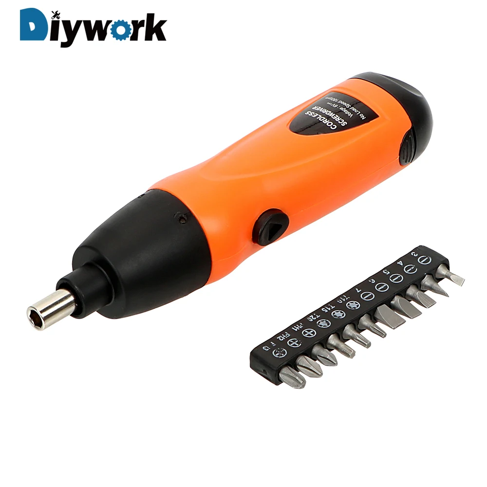 

DIYWORK Electric Screwdriver Cordless Screwdriver Drill Tool 6V Battery Operated 11Pcs Bits Accessories Screwdriver Set