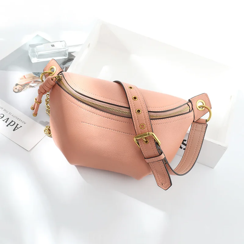 

2019 Summer new oblique chest leather purse tide fanny pack waist bag