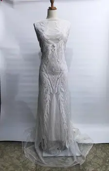 

African Wedding Lace Fabric French mesh sequins lace fabric high quality embroidery lace ribbon SEQUINS PARTY DRESS wholesale