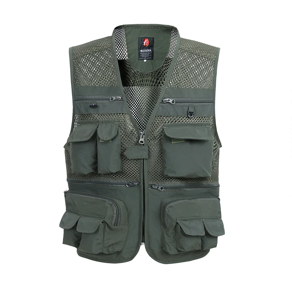 

Men's Outdoor Sports Fishing Vest Photography Jacket Multi Pocket Zipper 4XL 5XL 55
