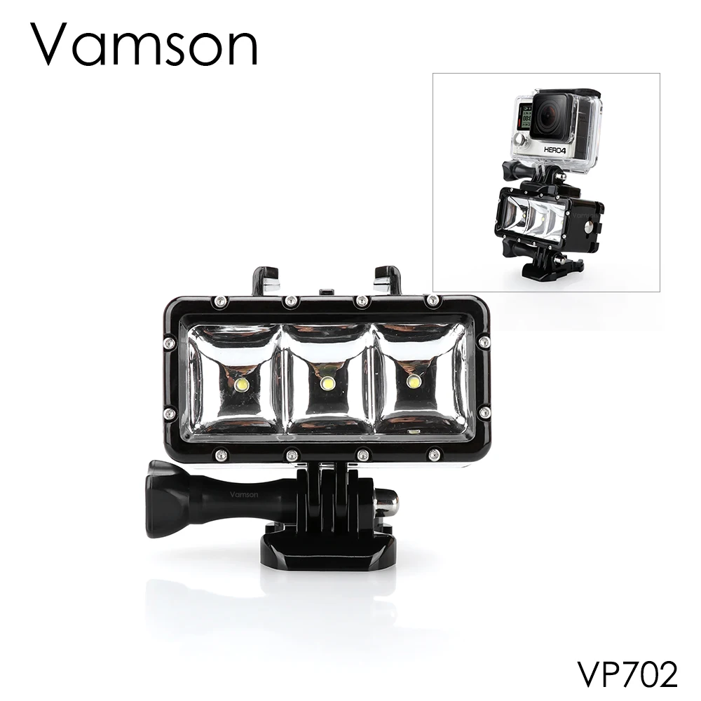 Vamson для Gopro Hero 6 5 4 3 подводный фонарик лампа Дайвинг Водонепроницаемый светодиодный фонарик крепление для Eken для Xiaomi YI VP702