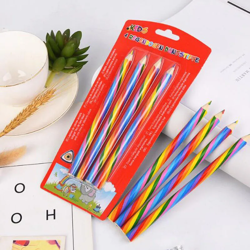 4pc Rainbow Color Pencil Set DIY School Supplies 4 Mixed Colors Professional Pencils For Kid Graffiti Drawing School Supplies