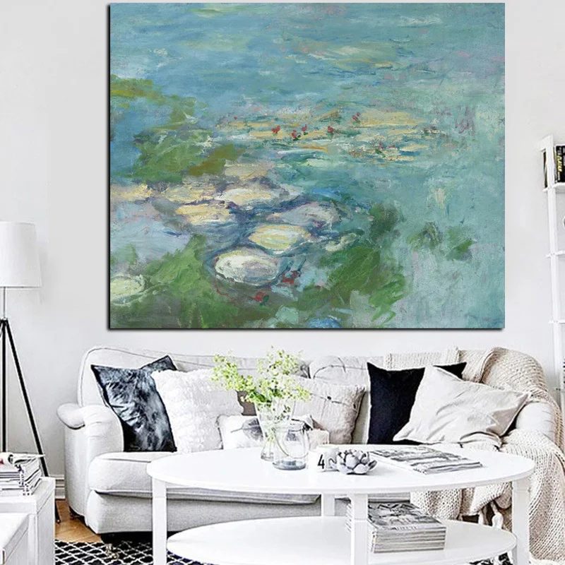 Print Wall Art Canvas Claude Monet Water Lily Pond Oil Painting Lotus Oil Painting Impressionist Poster Picture for Living Room (2)