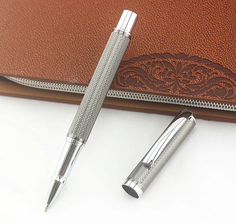 

Metal mesh gray 0.5mm Metal Roller Ball Pen Luxury Ballpoint Pens Business Office Writing Gift