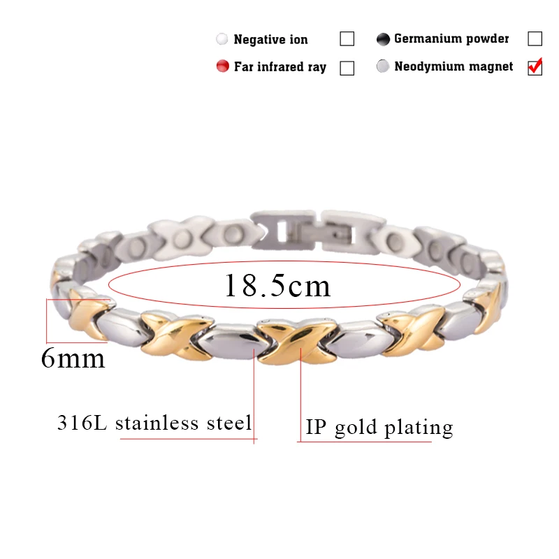Маленькая лягушка здоровые магнитные золотые браслеты-цвет сердце 316L нержавеющая сталь женские модные ювелирные изделия 10138