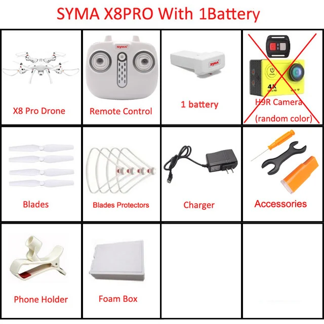 SYMA X8PRO X8 Pro gps Радиоуправляемый Дрон с 720P HD камерой или H9R 4K камерой 2,4G Профессиональный FPV селфи дроны Квадрокоптер вертолет - Цвет: Set1 1BAT