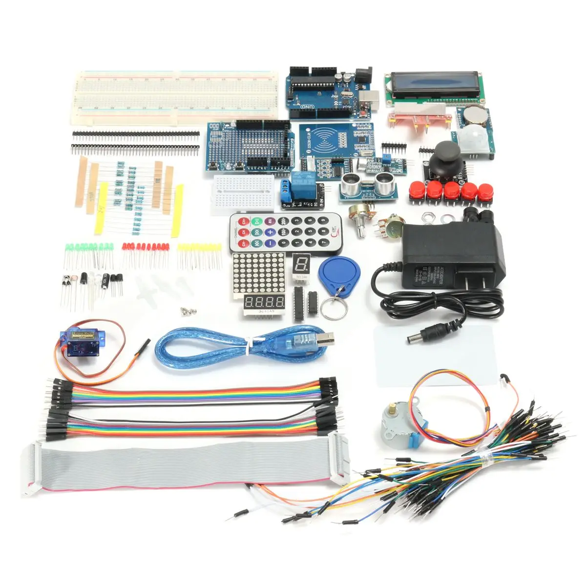 

New Electronic Set Full Edition UNO R3 Starter Kit for Arduino 1602LCD RFID Servo Relay PIR Adapter