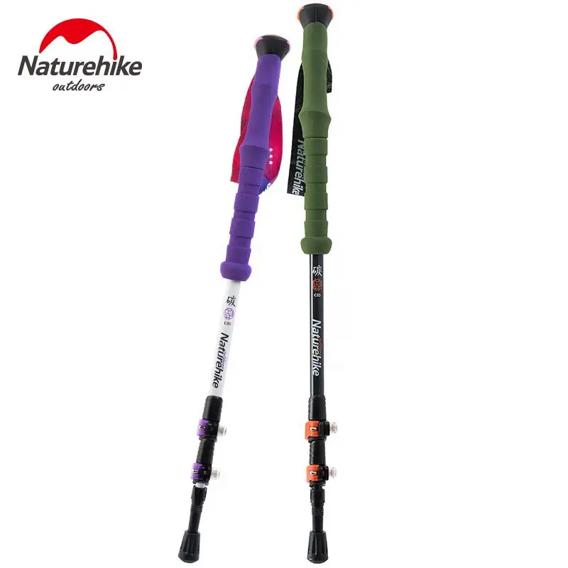 Lili Shock Resistance Walking Sticks Telescopic Trekking Hiking Poles Ultralight Walking Canes with Rubber Tips Protectors Crutch,Black Straight handl