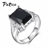 Bagues de mariage classiques en argent Sterling 925 pour femmes et hommes, anneau de doigt en zircone CZ, carré noir, cadeaux de fête de noël pour femmes ► Photo 1/6