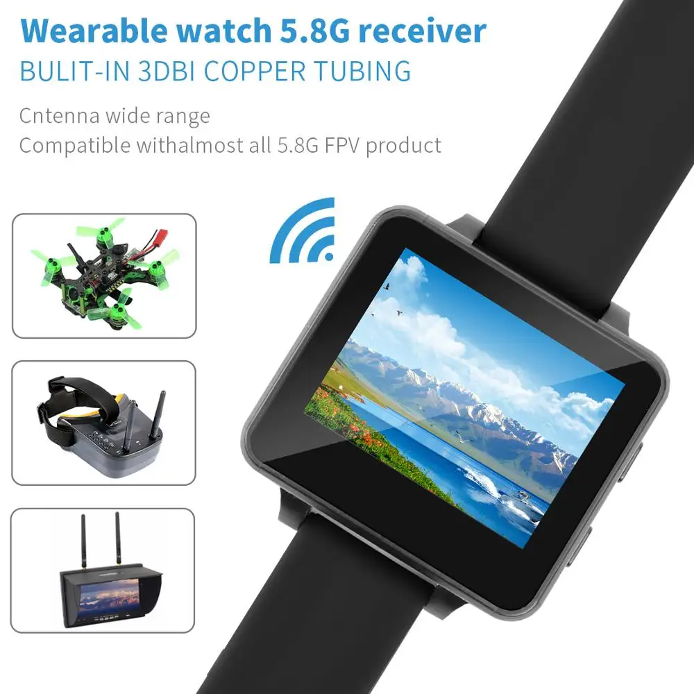 

JMT Upgrade FPV Watch 200RC 5.8GHz 40CH HD 480*240 2 TFT Monitor Wireless Receiver for DIY RC Drone Camera Heli Quadcopter