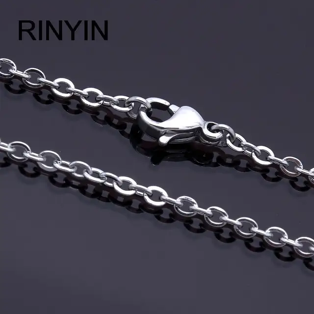 Men Women Jewerly 1mm 16" 18" 20" 22" 24" Inches Links Chain Fashion Necklace Stainless Steel Necklace Classic Pop Rolo Chains