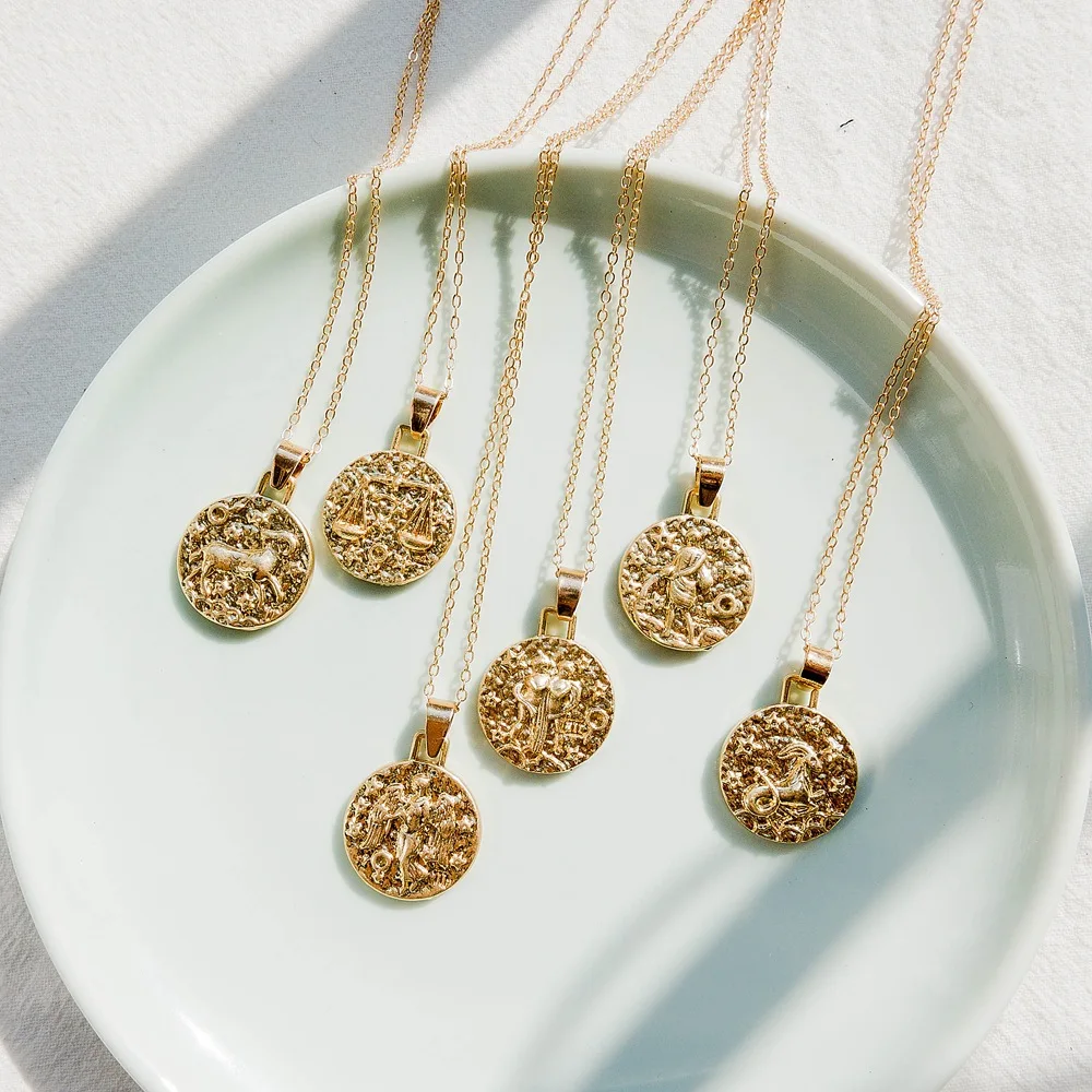 

1 PCS Zodiac Sign Necklace 12 Constellation Necklaces Celestial Keepsake Jewelry Virgo Taurus Leo Gemini Bijoux Femme Fashion