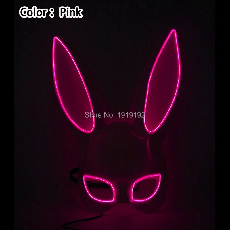 Women Sexy Cosplay Half Eyes Mask Bunny Fox Animal Mask Masquerade LED Glasses Carnival Fancy Glow Party Supplies - Color: Type 02-Pink