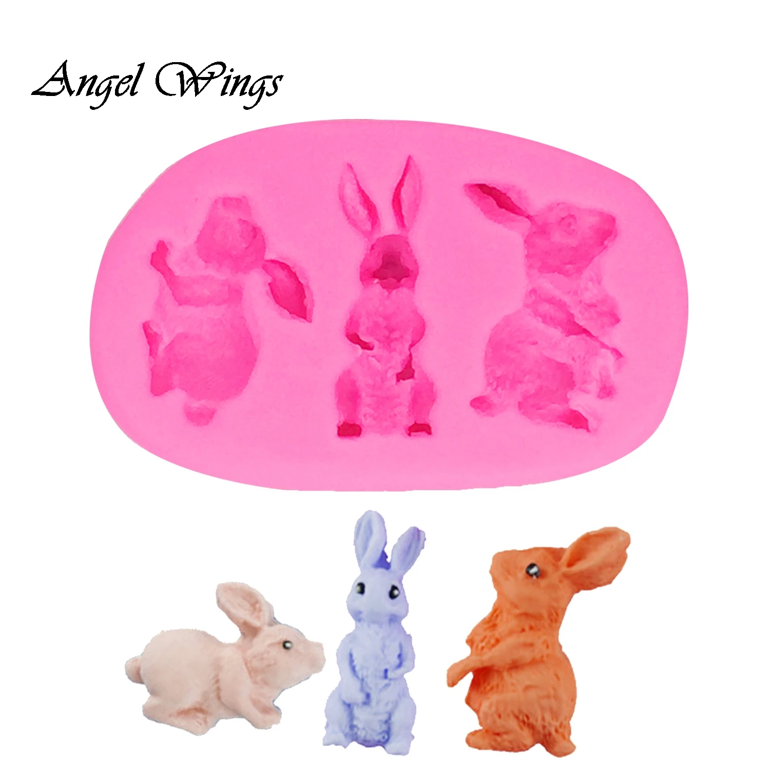 DIY животные кролик помадка силиконовая форма для украшения торта инструмент форма для шоколадной мастики Мягкая Керамика кухонные инструменты для приготовления пищи F1381 - Цвет: Розовый