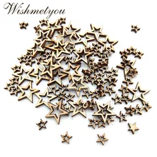 WISHMETYOU, 100 шт, полые диски в форме звезды из натурального дерева для ручной работы, сделай сам, вечерние, для домашнего декора, рукоделие, на день рождения, в поисках дерева, Новинка