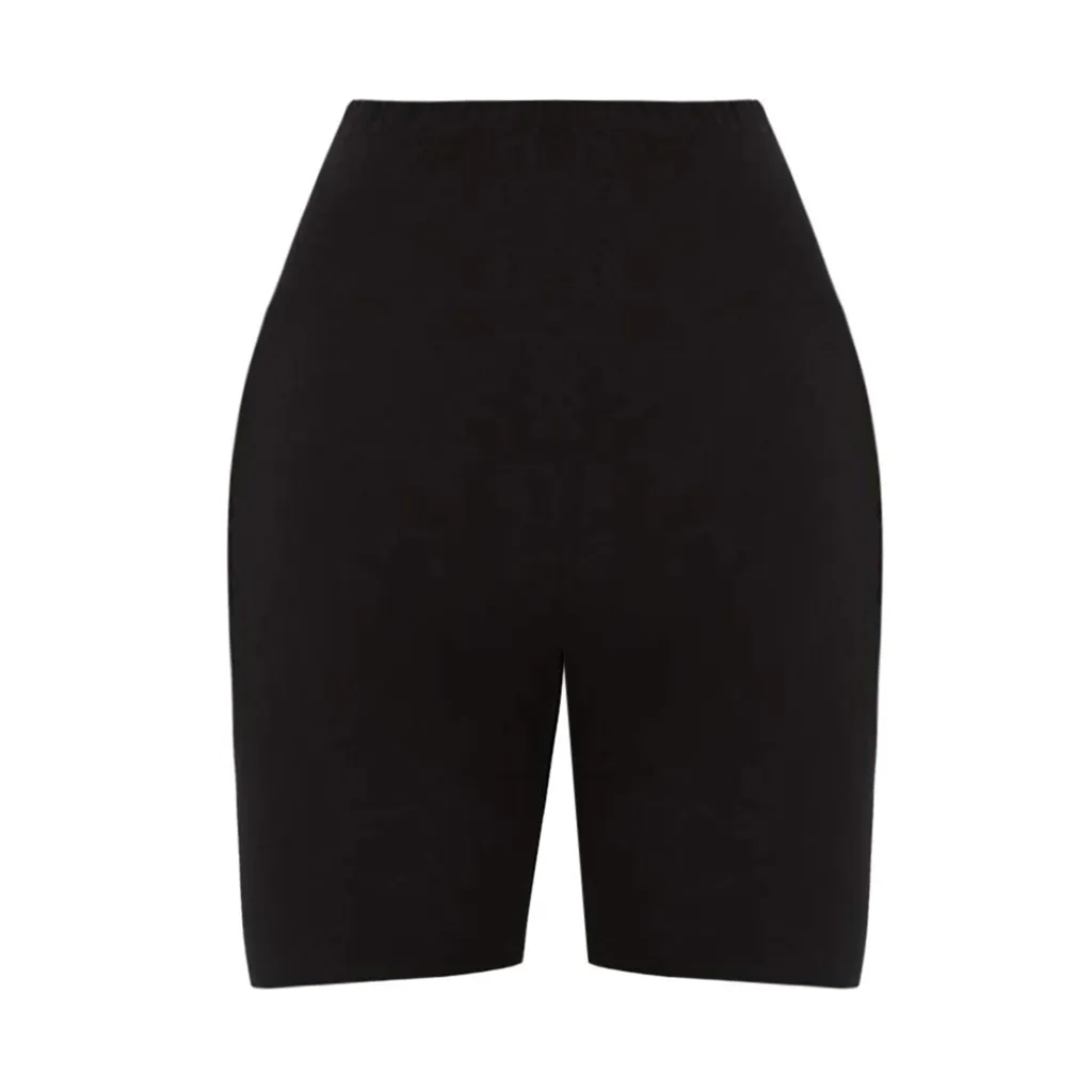 Плюс размер шорты для женщин фитнес Йога Леггинсы сплошной цвет до середины бедра стрейч Высокая талия шорты Леггинсы Брюки Мода# T10 - Цвет: Черный